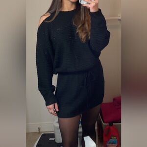 SHEIN Black Off-Shoulder Knit Dress